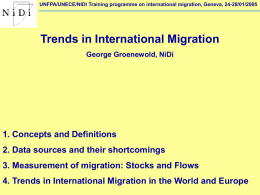 UNFPA/UNECE/NIDI Training programme on international migration, Geneva, 24-28/01/2005  Trends in International Migration George Groenewold, NiDi  1.