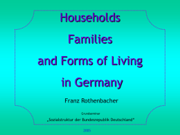 Households  Families and Forms of Living in Germany Franz Rothenbacher Grundseminar  „Sozialstruktur der Bundesrepublik Deutschland“ 1.