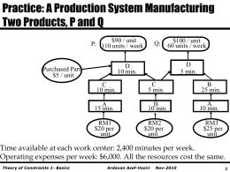 Practice: A Production System Manufacturing Two Products, P and Q $90 / unit P: 110 units / week  Q:  $100 / unit 60 units / week D 5