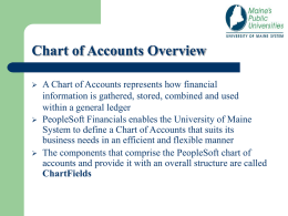 Chart of Accounts Overview       A Chart of Accounts represents how financial information is gathered, stored, combined and used within a general ledger PeopleSoft Financials.