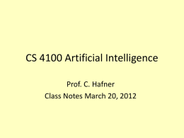 CS 4100 Artificial Intelligence Prof. C. Hafner Class Notes March 20, 2012