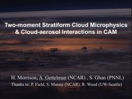 Two-moment Stratiform Cloud Microphysics & Cloud-aerosol Interactions in CAM  H. Morrison, A.