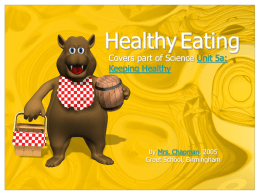 Healthy Eating Covers part of Science Unit 5a: Keeping Healthy  by Mrs. Chapman, 2005 Greet School, Birmingham.