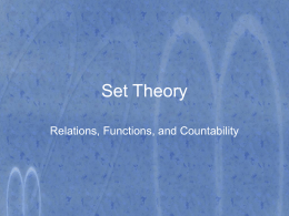 Set Theory Relations, Functions, and Countability Relations • Let B(n) denote the number of equivalence relations on n elements.  • Show that B(n)