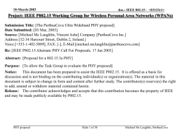10-March-2003  doc.: IEEE 802.15 -    Project: IEEE P802.15 Working Group for Wireless Personal Area Networks (WPANs) Submission Title: [The ParthusCeva Ultra Wideband.