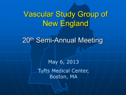 Vascular Study Group of New England 20th Semi-Annual Meeting May 6, 2013  Tufts Medical Center, Boston, MA.