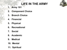 LIFE IN THE ARMY 1. Army 101  2. Component Choice 3. Branch Choice 4.