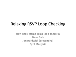 Relaxing RSVP Loop Checking draft-balls-ccamp-relax-loop-check-01 Steve Balls Jon Hardwick (presenting) Cyril Margaria Requirement - WDM A  B  D  C.