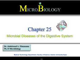 MICROBIOLOGY Chapter 25 Microbial Diseases of the Digestive System Dr. Abdelraouf A. Elmanama Ph.