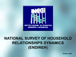 NATIONAL SURVEY OF HOUSEHOLD RELATIONSHIPS DYNAMICS (ENDIREH) October, 2004 INMUJERES  National Program fo Equal Opportunities And No Discrimination against Women  National Program for a Life with No.