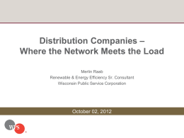 Distribution Companies – Where the Network Meets the Load Merlin Raab Renewable & Energy Efficiency Sr.