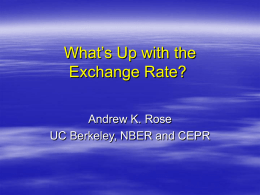 What’s Up with the Exchange Rate? Andrew K. Rose UC Berkeley, NBER and CEPR.