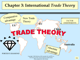 Chapter 3: International Trade Theory New Trade Theory US  FACTOR ENDOWMENTS  EU China  Australia PORTER’S DIAMOND Copyright ©2003 McGraw-Hill Australia Pty Ltd PPTs t/a International Trade and Investment by John Gionea Slides.