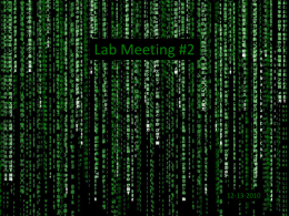 Lab Meeting #2  12-13-2010 Expression profiles and transcriptional networks in the CNS midline  Wheeler et al., 2006