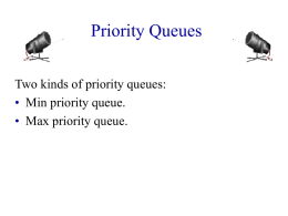 Priority Queues Two kinds of priority queues: • Min priority queue. • Max priority queue.