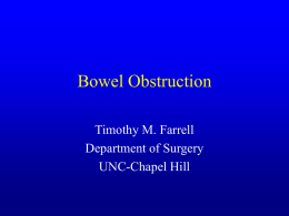 Bowel Obstruction Timothy M. Farrell Department of Surgery UNC-Chapel Hill Small Bowel Obstruction.