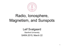 Radio, Ionosphere, Magnetism, and Sunspots Leif Svalgaard Stanford University  SARA 2015, March 22 The Diurnal Variation of the Direction of the Magnetic Needle  10 Days of.