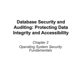 Database Security and Auditing: Protecting Data Integrity and Accessibility Chapter 2 Operating System Security Fundamentals.