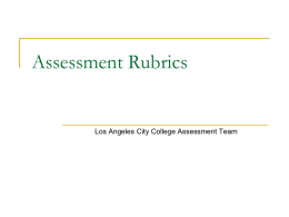 Assessment Rubrics  Los Angeles City College Assessment Team Learning Outcomes are:   clearly stated expectations for student learning: How students demonstrate what they have learned.