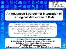 ICBO 2011 July 28-30, 2011 Buffalo, New York,  An Advanced Strategy for Integration of Biological Measurement Data Hiroshi Masuya1, Georgios V.