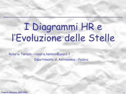 I Diagrammi HR e l’Evoluzione delle Stelle Rosaria Tantalo – rosaria.tantalo@unipd.it  Dipartimento di Astronomia - Padova  Progetto Educativo 2007/2008