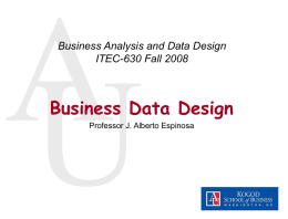 Business Analysis and Data Design ITEC-630 Fall 2008  Business Data Design Professor J.