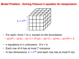 Model Problem: Solving Poisson’s equation for temperature  k = n1/3  • For each i from 1 to n, except on the boundaries: –