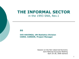 THE INFORMAL SECTOR in the 1993 SNA, Rev.1  EG  A  IVO HAVINGA, UN Statistics Division CAROL CARSON, Project Manager  Session on the Non-observed Economy Joint National Accounts.