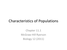 Characteristics of Populations Chapter 11.1 McGraw-Hill Ryerson Biology 12 (2011) CHARACTERISTICS of POPULATIONS  • Habitat: the place where an organism lives • Species: organisms that.