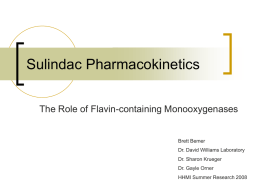 Sulindac Pharmacokinetics The Role of Flavin-containing Monooxygenases  Brett Bemer  Dr. David Williams Laboratory Dr.