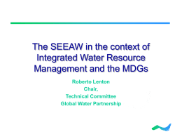 The SEEAW in the context of Integrated Water Resource Management and the MDGs Roberto Lenton Chair, Technical Committee Global Water Partnership.