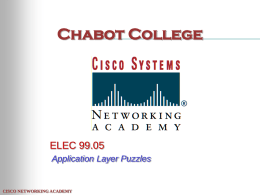 Chabot College  ELEC 99.05 Application Layer Puzzles  CISCO NETWORKING ACADEMY Puzzle • When I run a network application, I see results on my screen. • Where.