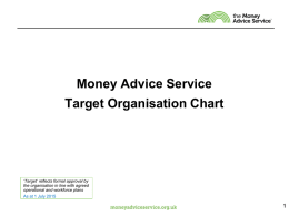 Money Advice Service Target Organisation Chart  ‘Target’ reflects formal approval by the organisation in line with agreed operational and workforce plans As at 1 July.