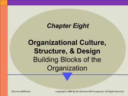Chapter Eight  Organizational Culture, Structure, & Design Building Blocks of the Organization  McGraw-Hill/Irwin  Copyright © 2009 by The McGraw-Hill Companies, All Rights Reserved.