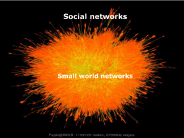 Social networks  Small world networks Course aim  knowledge about concepts in network theory, and being able to apply that knowledge  TU/e - 0ZM05/0EM15/0A150