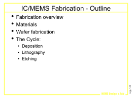IC/MEMS Fabrication - Outline  • Fabrication overview • Materials • Wafer fabrication • The Cycle:  MEMS Design & Fab  ksjp, 7/01  • Deposition • Lithography • Etching.