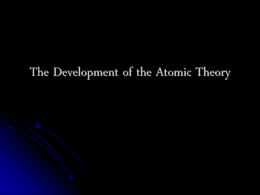 The Development of the Atomic Theory Investigating Atoms and Atomic Theory   Students should be able to: Describe the particle theory of matter.