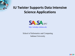 IU Twister Supports Data Intensive Science Applications  http://salsahpc.indiana.edu  School of Informatics and Computing Indiana University  SALSA.