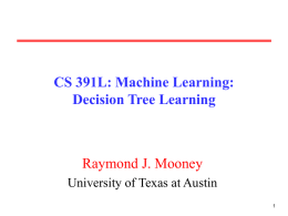 CS 391L: Machine Learning: Decision Tree Learning  Raymond J. Mooney University of Texas at Austin.