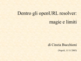 Dentro gli openURL resolver: magie e limiti  di Cinzia Bucchioni (Napoli, 11/11/2005) Indice della presentazione 1.