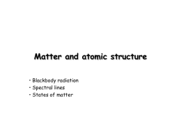 Matter and atomic structure • Blackbody radiation • Spectral lines • States of matter.