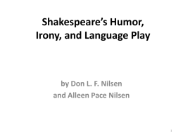 Shakespeare’s Humor, Irony, and Language Play  by Don L. F. Nilsen and Alleen Pace Nilsen.