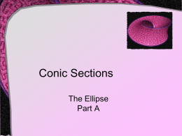 Conic Sections The Ellipse Part A Ellipse • Another conic section formed by a plane intersecting a cone • Ellipse formed when     90    