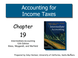 Accounting for Income Taxes Chapter Intermediate Accounting 12th Edition Kieso, Weygandt, and Warfield Prepared by Coby Harmon, University of California, Santa Barbara.