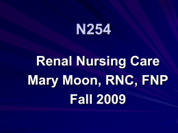 N254 Renal Nursing Care Mary Moon, RNC, FNP Fall 2009 Renal Circulation Bowman’s Capsule.