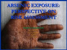 ARSENIC EXPOSURE: PERSPECTIVE ON RISK ASSESSMENT RABIYA SHABNAM M.S.Student ECS program NDSU 12-10-2007 OVER VIEW          INTRODUCTION GOAL OF RISK ASSESSMENT HEALTH EXPOSURE ASSESSMENT DOSE ASSESSMENT EPIDEMIOLOGICAL STUDIES METHODS OF ARSENIC MEASUREMENT REFERENCES ACKNOWLEDGEMENT.