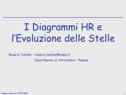 I Diagrammi HR e l’Evoluzione delle Stelle Rosaria Tantalo – rosaria.tantalo@unipd.it  Dipartimento di Astronomia - Padova  Progetto Educativo 2007/2008