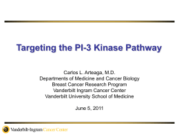 Targeting the PI-3 Kinase Pathway Carlos L. Arteaga, M.D. Departments of Medicine and Cancer Biology Breast Cancer Research Program Vanderbilt Ingram Cancer Center Vanderbilt University.