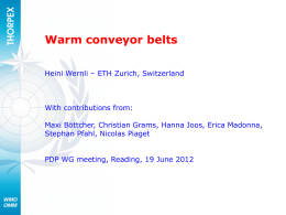 Warm conveyor belts Heini Wernli – ETH Zurich, Switzerland  With contributions from: Maxi Böttcher, Christian Grams, Hanna Joos, Erica Madonna, Stephan Pfahl, Nicolas Piaget PDP.