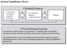 General Equilibrium Theory A General Economy • m consumers • n producers (n goods) • Resources  • m X n demand equations • n supply equations  Prices  A Pure Exchange.